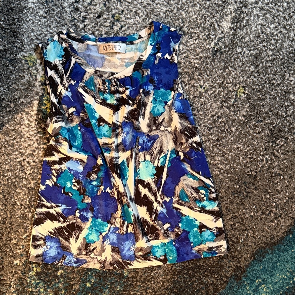 Kasper Women's Vibrant Blue and Black Tank Top
